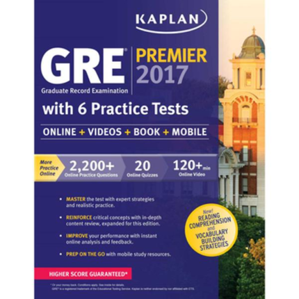GRE Premier 2017 Kaplan book cover